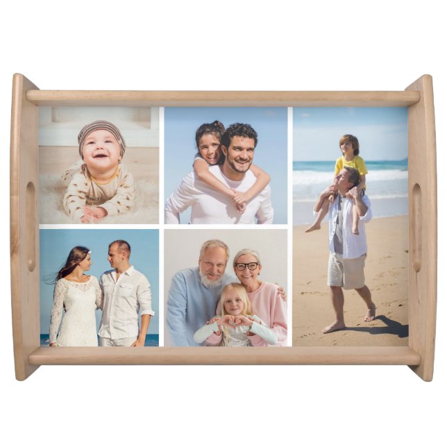 Create Your Own 5 Photo Collage Serving Tray (Front)
