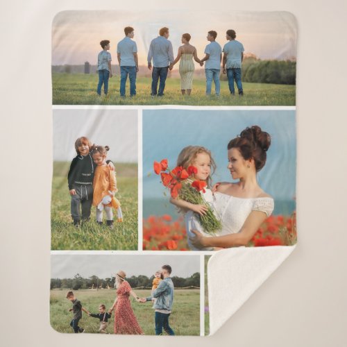 Create Your Own 5 Photo Collage Sherpa Blanket