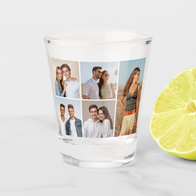 Create Your Own 5 Photo Collage Shot Glass (Front)