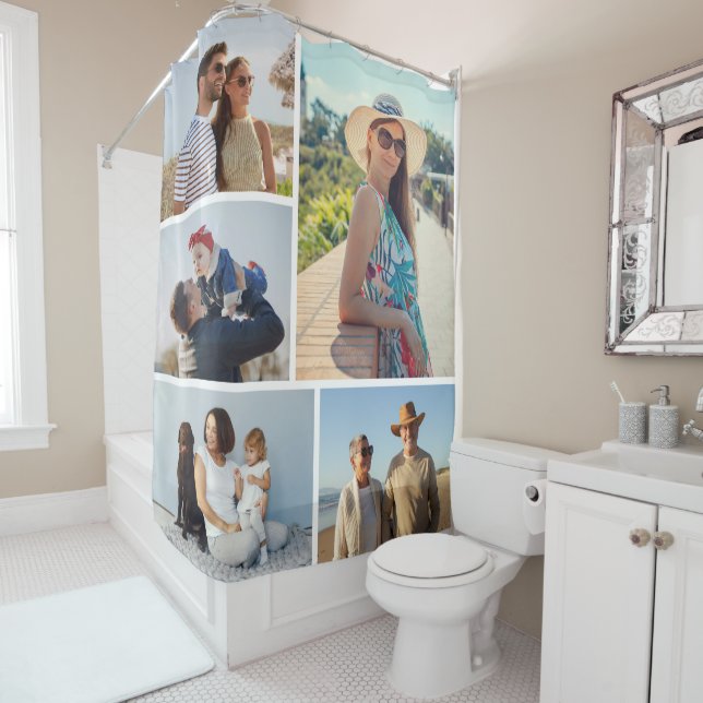Create Your Own 5 Photo Collage Shower Curtain (In Situ)