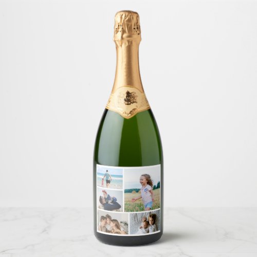Create Your Own 5 Photo Collage Sparkling Wine Label