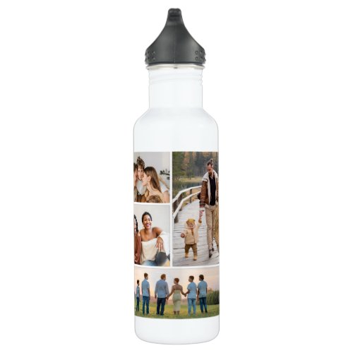 Create Your Own 5 Photo Collage Stainless Steel Water Bottle