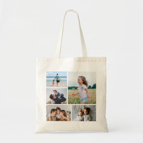 Create Your Own 5 Photo Collage Tote Bag