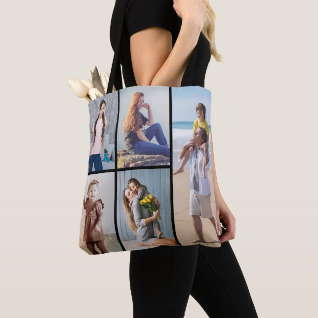 Create Your Own 5 Photo Collage Tote Bag (Close Up)