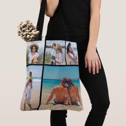 Create Your Own 5 Photo Collage Tote Bag
