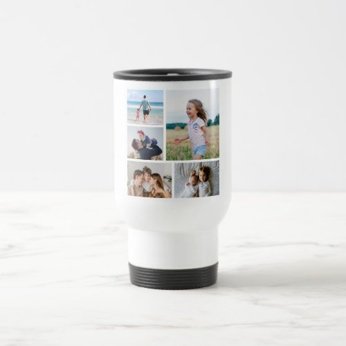 Create Your Own 5 Photo Collage Travel Mug