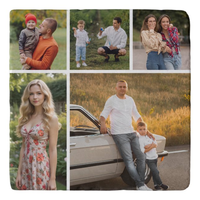 Create Your Own 5 Photo Collage Trivet (Front)