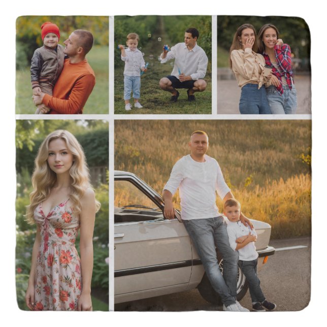Create Your Own 5 Photo Collage Trivet (Front)