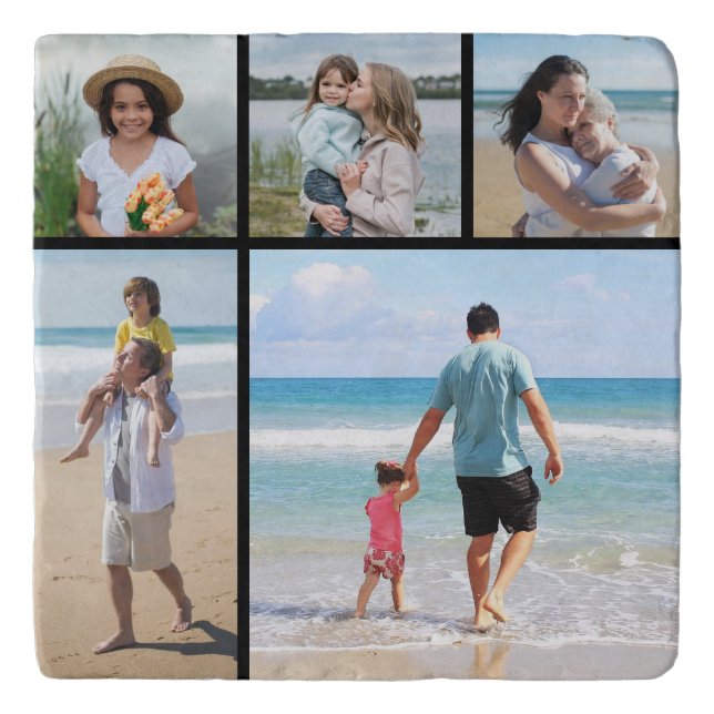 Create Your Own 5 Photo Collage Trivet (Front)