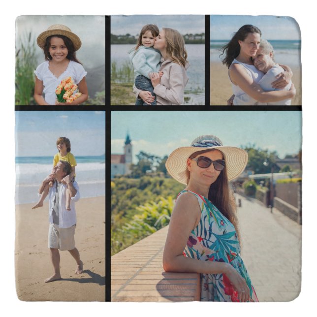 Create Your Own 5 Photo Collage Trivet (Front)
