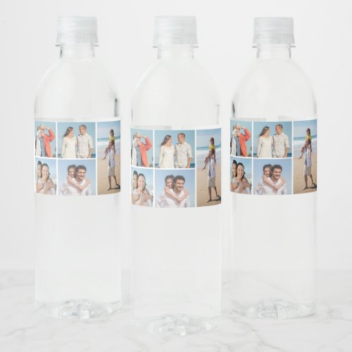 Create Your Own 5 Photo Collage Water Bottle Label
