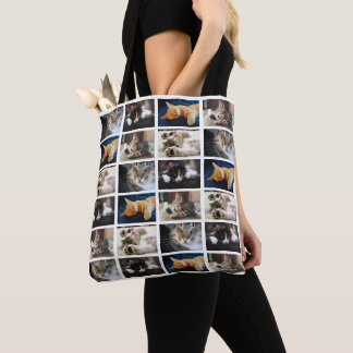 Create Your Own 5 Photo Collage White Border Tote Bag