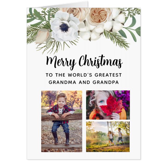 Create Your Own 5 Photo Grandparents Christmas  Card (Front)