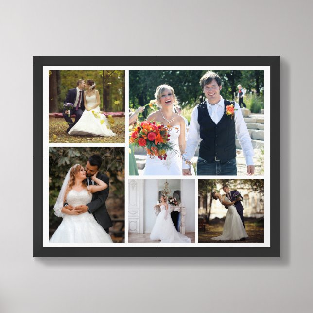 Create Your Own 5 Photo Wedding Collage Framed Art (Framed Front)