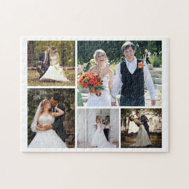 Create Your Own 5 Photo Wedding Collage Jigsaw Puzzle (Horizontal)
