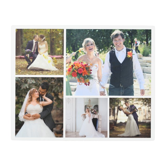 Create Your Own 5 Photo Wedding Collage Metal Print (Front)