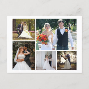 Create Your Own 5 Photo Wedding Collage Postcard