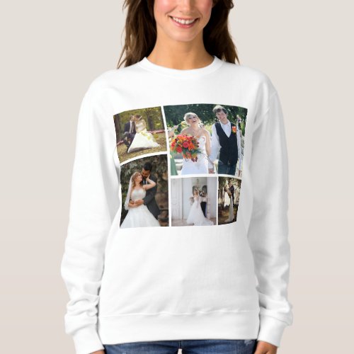 Create Your Own 5 Photo Wedding Collage Sweatshirt