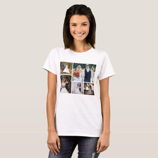 Create Your Own 5 Photo Wedding Collage T-Shirt (Front Full)