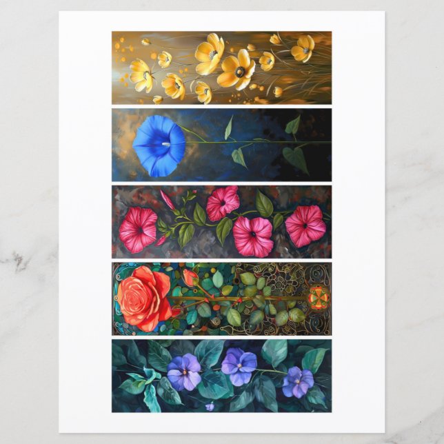 Create Your Own 5 Tender Floral Bookmarks (Front)