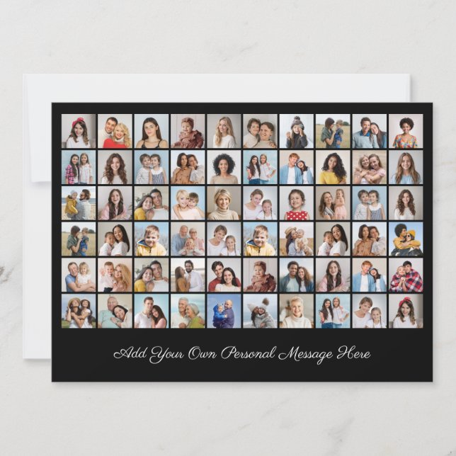Create Your Own 60 Photo Collage Add Your Greeting Invitation (Front)