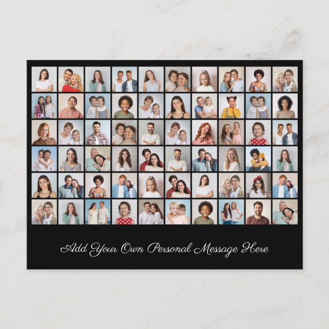 Create Your Own 60 Photo Collage Add Your Greeting Postcard (Front)