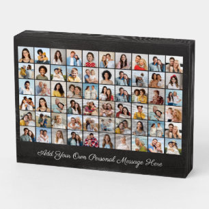 Create Your Own 60 Photo Collage Add Your Greeting Wooden Box Sign