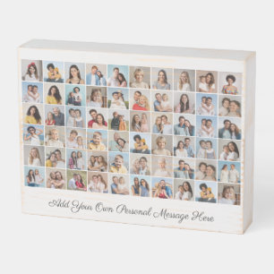 Create Your Own 60 Photo Collage Add Your Greeting Wooden Box Sign