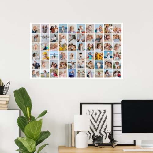 Create Your Own 60 Photo Collage Editable Color  Poster