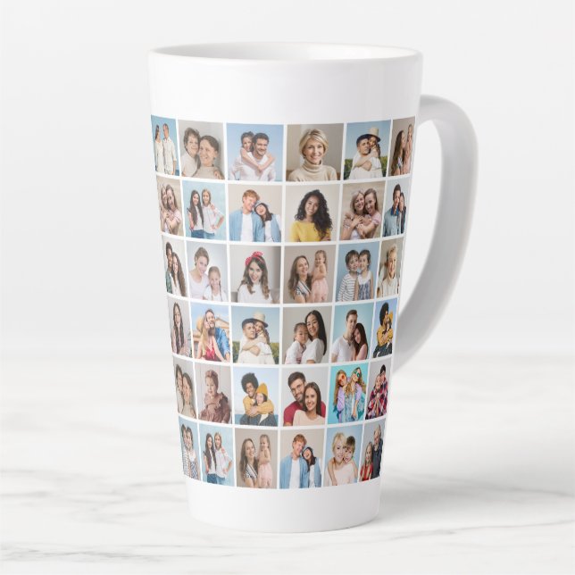 Create Your Own 60 Photo Collage Latte Mug (Right Angle)