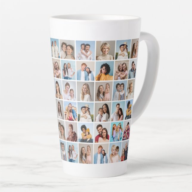 Create Your Own 60 Photo Collage Latte Mug (Right Angle)