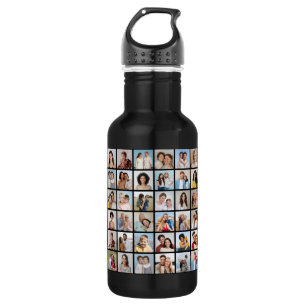 Create Your Own 60 Photo Collage Stainless Steel Water Bottle