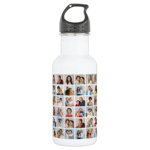Create Your Own 60 Photo Collage Stainless Steel Water Bottle