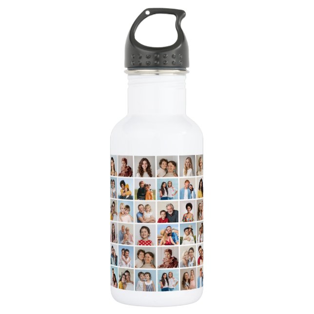 Create Your Own 60 Photo Collage Stainless Steel Water Bottle (Front)