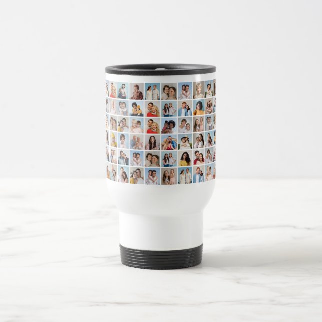Create Your Own 60 Photo Collage Travel Mug (Center)