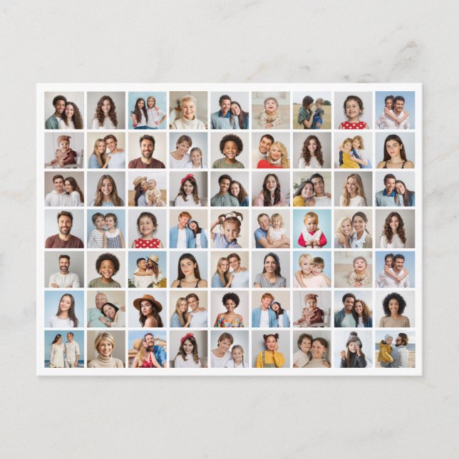 Create Your Own 63 Photo Collage Postcard (Front)