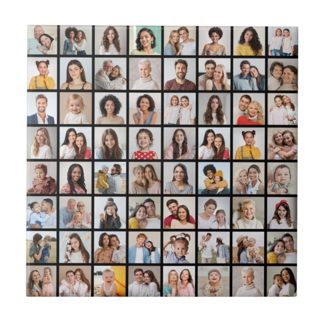 Create Your Own 64 Photo Collage Ceramic Tile (Front)