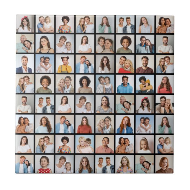 Create Your Own 64 Photo Collage Ceramic Tile (Front)
