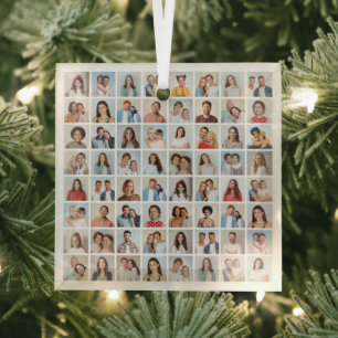 Create Your Own 64 Photo Collage Glass Ornament