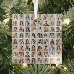 Create Your Own 64 Photo Collage Glass Ornament