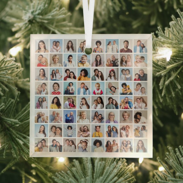 Create Your Own 64 Photo Collage Glass Ornament (Insitu)