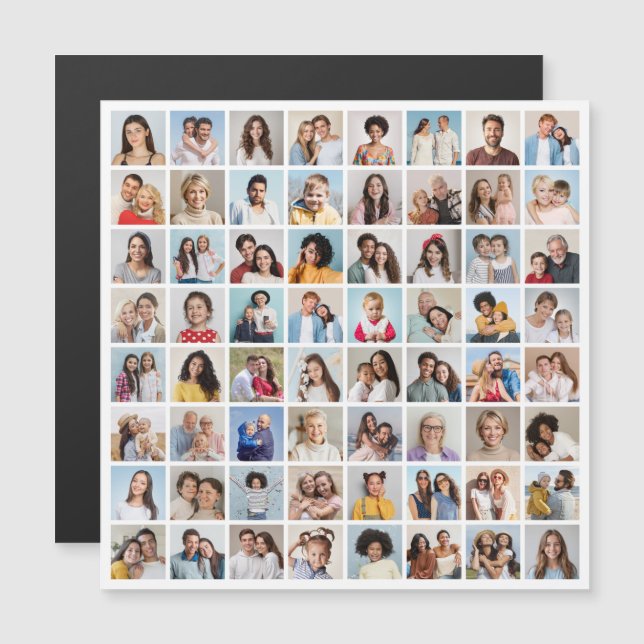 Create Your Own 64 Photo Collage Magnetic Card (Front/Back)