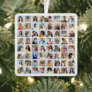 Create Your Own 64 Photo Collage Metal Ornament