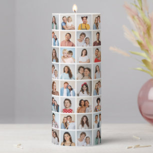 Create Your Own 64 Photo Collage Pillar Candle