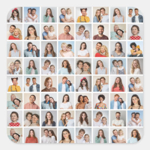 Create Your Own 64 Photo Collage Square Sticker