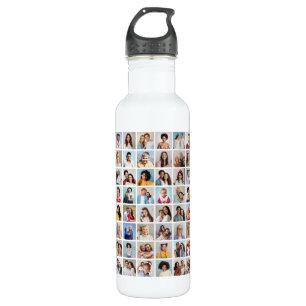 Create Your Own 64 Photo Collage Stainless Steel Water Bottle