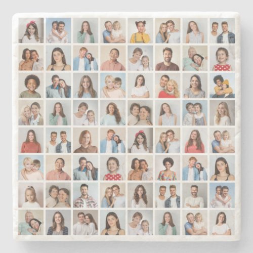 Create Your Own 64 Photo Collage Stone Coaster