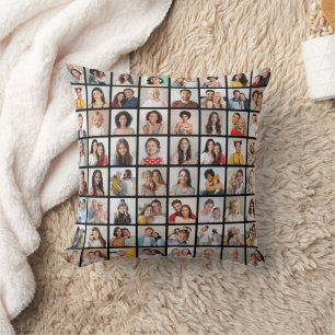 Create Your Own 64 Photo Collage Throw Pillow