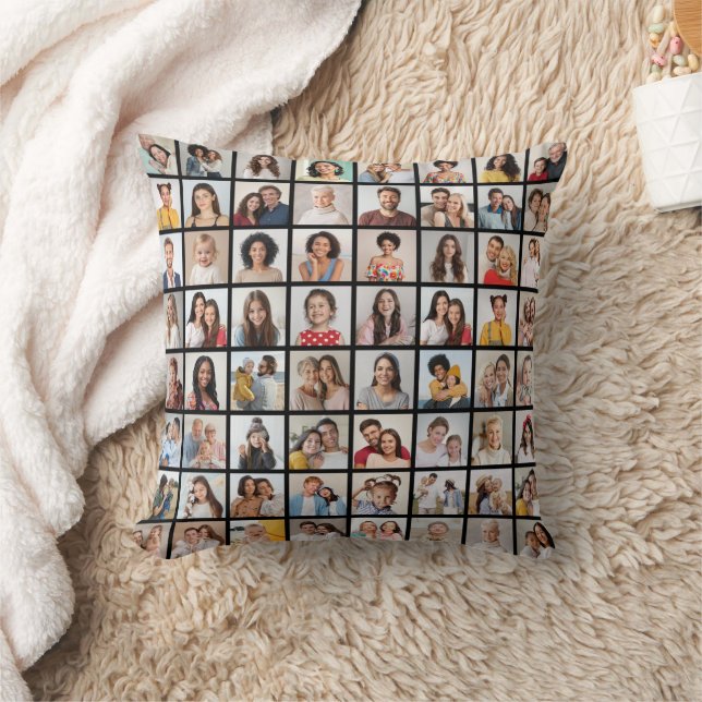 Create Your Own 64 Photo Collage Throw Pillow (Blanket)