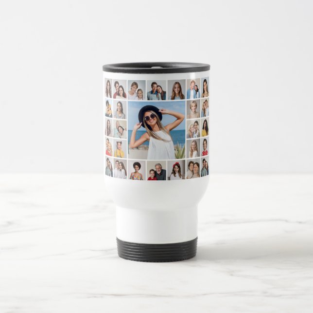 Create Your Own 64 Photo Collage Travel Mug (Center)